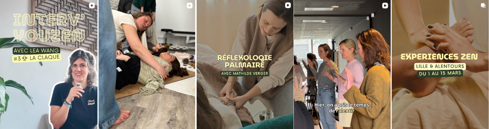 Reels et stories YOUZEN sur les réseaux sociaux